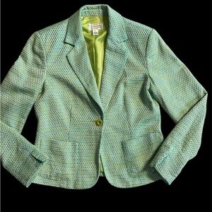 Talbots Mint Green Textured Blazer. Size 6.  36” Bust 22” Length. Lined
